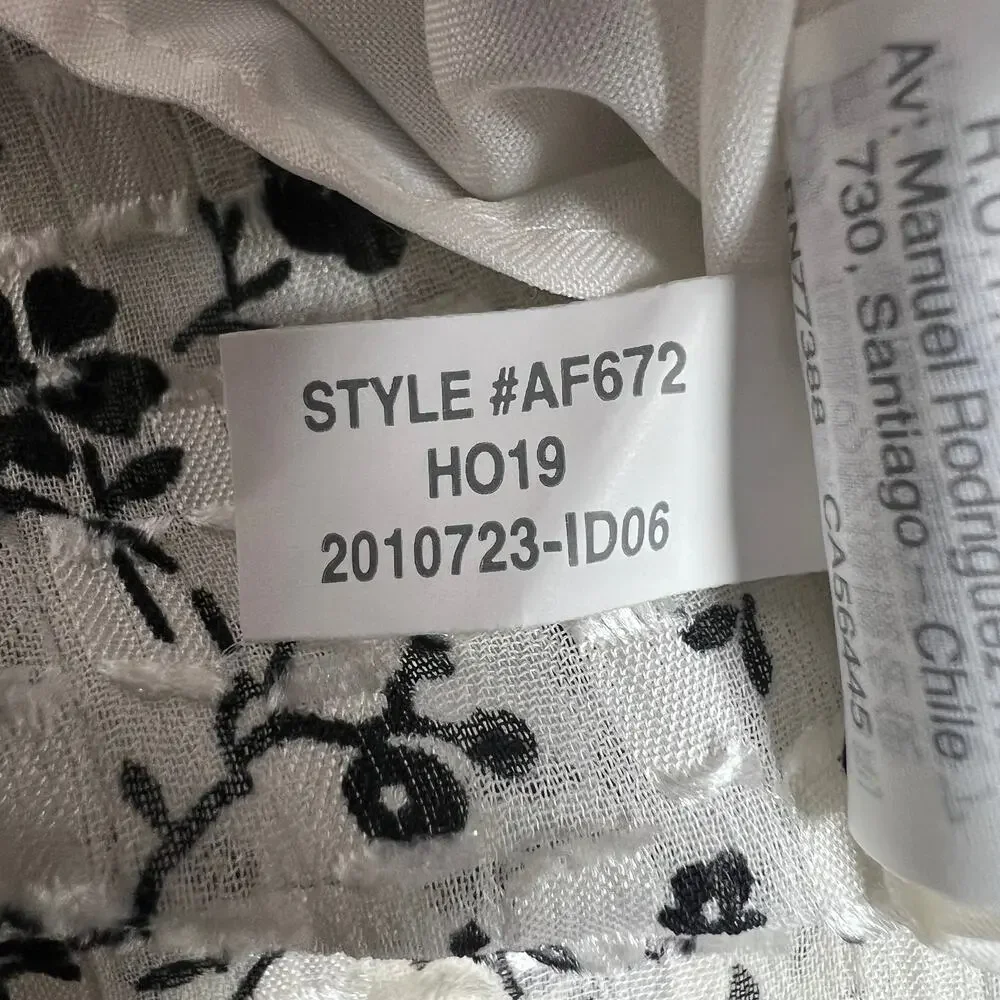 Madewell Women's Peplum Blouse Black and White Ditsy Floral Print Airy Size XL - Picture 16 of 16